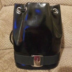 Salvatore Ferragamo Black Patent Leather Backpack